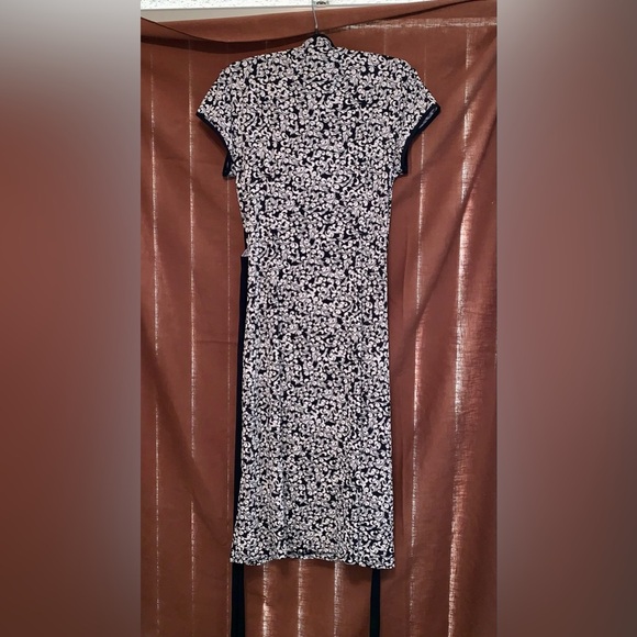 Asian Inspired Black & White Wrap Dress size 8 - Picture 7 of 8